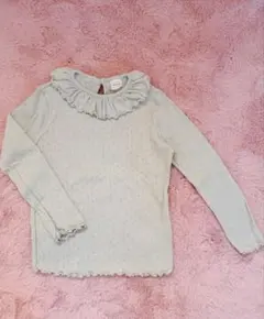 モンベベ　フリル襟 ニットカットソー 長袖 トップス ナチュラル 子供服　ニット