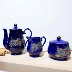 昭和レトロ　有田焼　木仙窯　ティーポット、ミルクピッチャー、シュガーポット