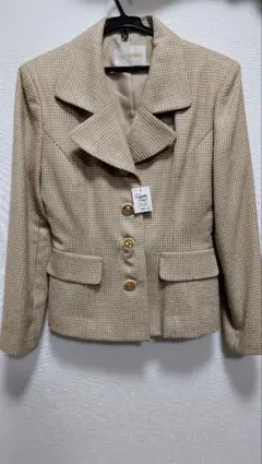 SUPERBE ベージュ千鳥格子柄ジャケットとスカートセット