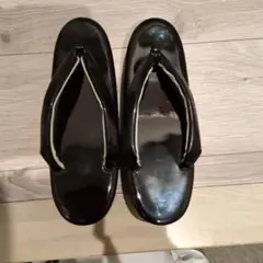 黒草履 ストライプデザイン