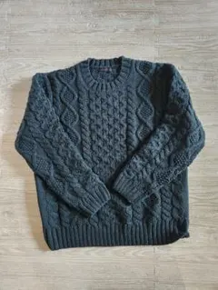 SENSE OF PLACE ダークグリーン ケーブルニットセーター