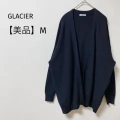 【美品】グラシア　前開きニットカーディガン　体型カバー　羽織　洗える　通勤　黒M
