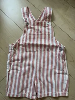 ZARA 赤と白のストライプ オーバーオール