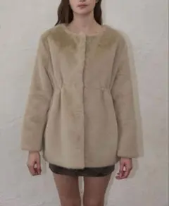 yilon WAISTMARK ECO FUR COAT ベージ 그
