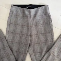 ZARA スキニーパンツ チェック柄 ウエストゴムレギンスパンツ ボトムス XS
