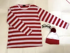 ハロウィン コスプレ衣装 赤と白ストライプ　ウォーリーを探せ