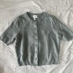 H&M 半袖ニット カーディガン ライトグリーン S