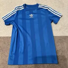 adidas 青 ストライプ 半袖Tシャツ　150から160