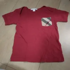BURBERRY 赤 Tシャツ チェックポケット