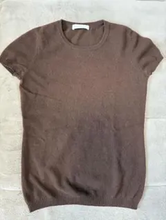 ユニクロ　ブラウン カシミヤ 半袖ニット