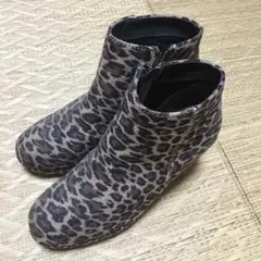 ヒョウ柄ブーツヒール厚底