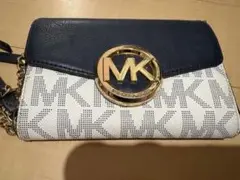 Michael Kors MKロゴ 二つ折り財布 ネイビー/ホワイト
