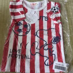 スヌーピー サッカーTシャツ 赤白ストライプのサムネイル