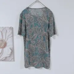 ジョルジュレッシュ　 ペイズリー柄　半袖　チュニック　Tシャツ　派手　青系　Sのサムネイル