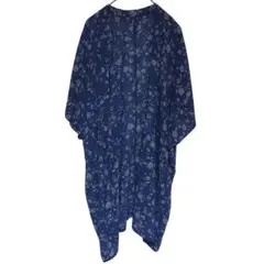 AZUL by moussy シースルー カーディガン ブルー 花柄