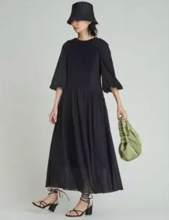 スナイデル　ニットドッキングボリュームスリーブワンピース