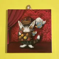 ダヤンアートタイル　 赤のマカロン クリスマスインテリアにも♪