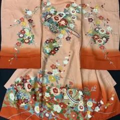 最高級日本製☆新品正絹産着京友禅手描き美術、特撰本金、祝い四季花車毬古典上品文