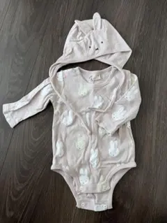 プティマイン ミッフィー柄コットンロンパース フード付き　即日発送