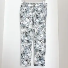 【クードシャンス】 ホワイトブルー系総柄　ストレッチパンツ 38/M 【K53】