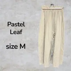 Pastel Leaf ガウチョパンツ　イエロー　ウエストゴム　ワイドパンツ