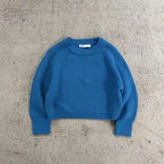 【再販無し❗️】ZARA ショート丈　トップス　薄手　ニット　ブルー　青　春服