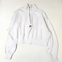 Nike ハーフジップ XXLクロップドスウェット グレー　ショート丈　古着　春