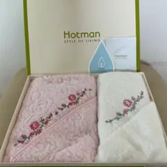 Hotman 1秒タオル フェイスタオル 2枚セット 花柄刺繍　 未使用品のサムネイル