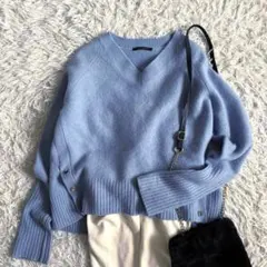 BARNYARD STORM カシミヤ混VネックAQUAニット ライトブルー金釦