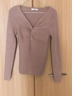 INGNI　ラメ入りツイストニット　ピンクベージュ　M