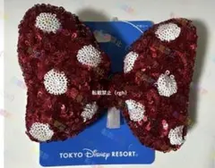 ディズニーリゾート　ミニー　ヘアゴム　スパンコール　レッド　赤