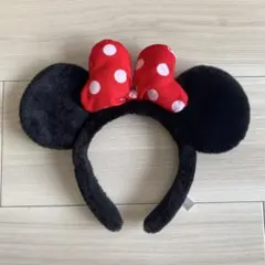 ミニーマウス 耳カチューシャ 黒赤水玉