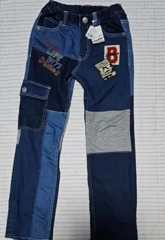 値下げ 新品 ミキハウス ダブルB パッチワークパンツ 140