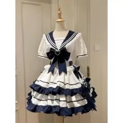 ロリィタワンピース フリルスカート ハート金具 リボン ワンピース 150cm