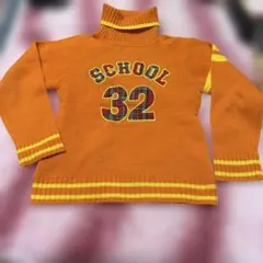 レディース　オレンジ タートルネック セーター