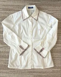 【日本製】バーバリーブルーレーベル　ノバチェック七分袖オーバーブラウス　38