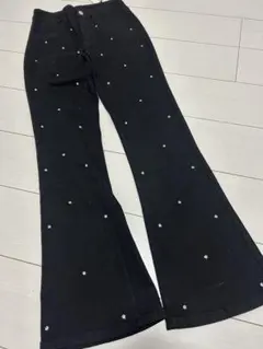 ビジュー キラキラ フレアパンツ