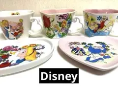 ディズニーランド　不思議の国のアリス　ハート型マグカップ&お皿　5個セット