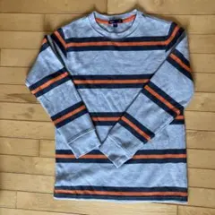 GapKids 長袖カットソー 150cm グレー地にオレンジと黒のストライプ