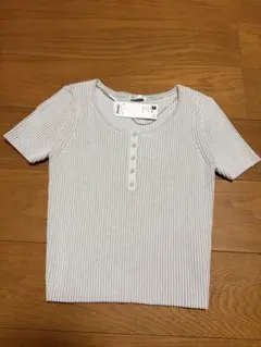 GU リブヘンリーネックセーター半袖