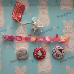 ハローキティ根付け、 バッジ 、ストラップ セット1999年レトロ