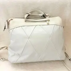 ペレボルサ 3way リュック トートバッグ キルティング レザー ホワイトのサムネイル