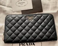 新品★プラダ★PRADA★キルティング★ユニセックス★財布★ラウンドジップ：黒