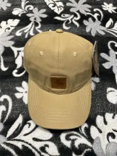 ベージュ コットン ロゴ付きキャップ