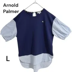Arnold Palmer 異素材トップス 切替 半袖 Tシャツ プルオーバ Lのサムネイル