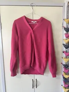 UNIQLO コットンカシミヤvネックカーディガン　L ピンク　サマーニット
