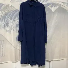 ネイビー LLサイズ シャツワンピース