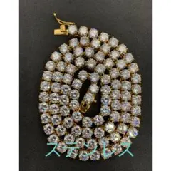 【ステンレス素材】20インチ ゴールド ジルコニア テニスチェーン ネックレス