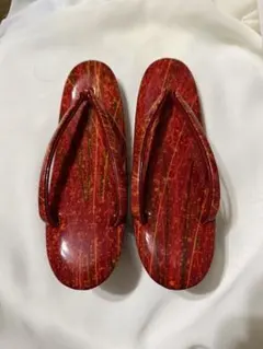 草履 赤系 斑模様