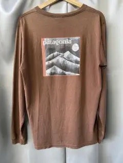 90s patagonia 地球儀タグ　ブラウン ロンT オーガニックコットン